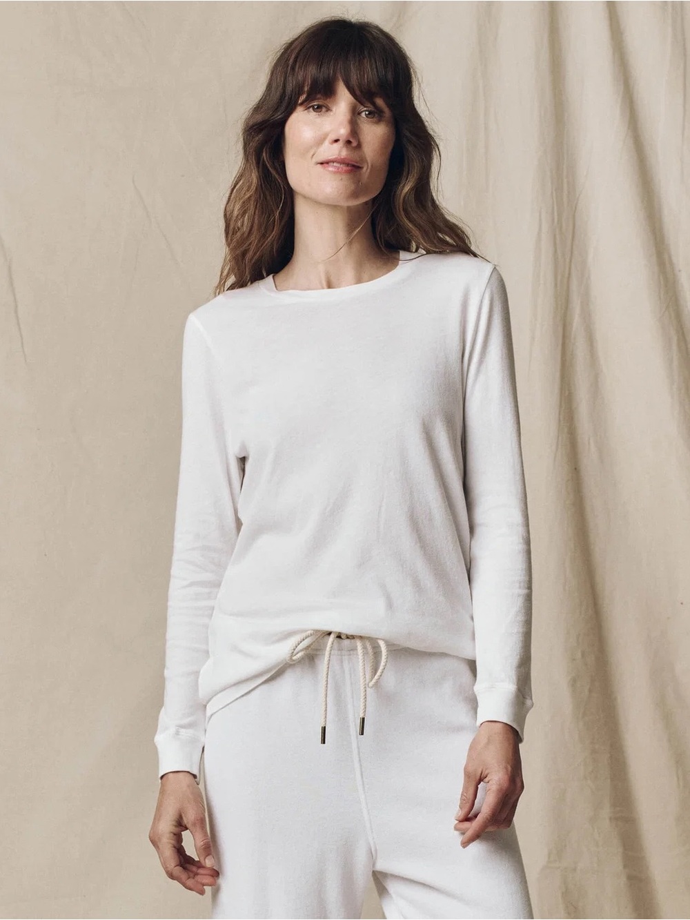 THE GREAT. Women's Cream Long-Sleeve Sweatshirt